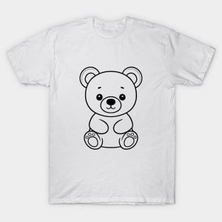 Cute Baby Bear Animal Outline T-Shirt